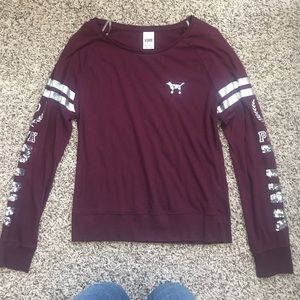 Maroon Victoria Secret PINK long sleeve shirt