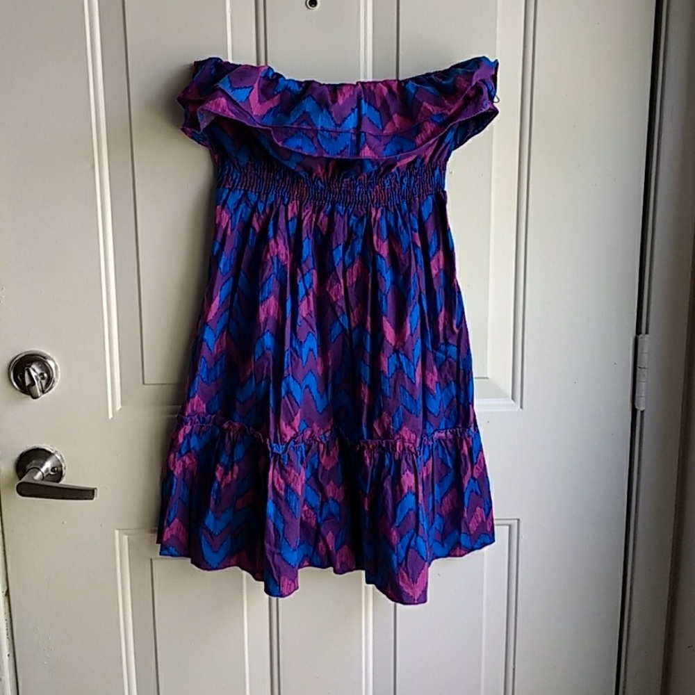 Strapless multicolor print summer dress