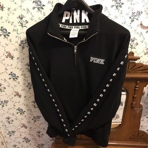Like New PINK 1/4 Zip Black Rare Sweatshirt - Sm