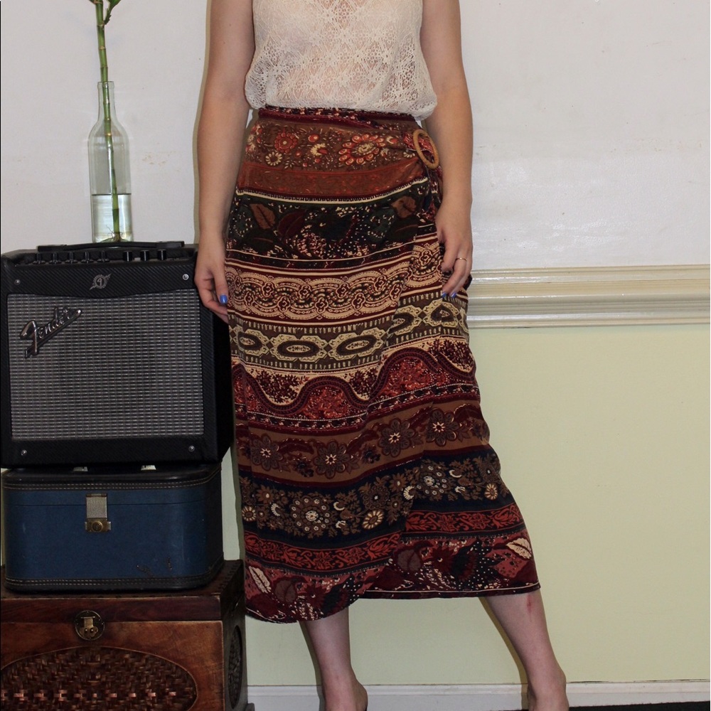 Express 100% Silk Printed Wrap Skirt