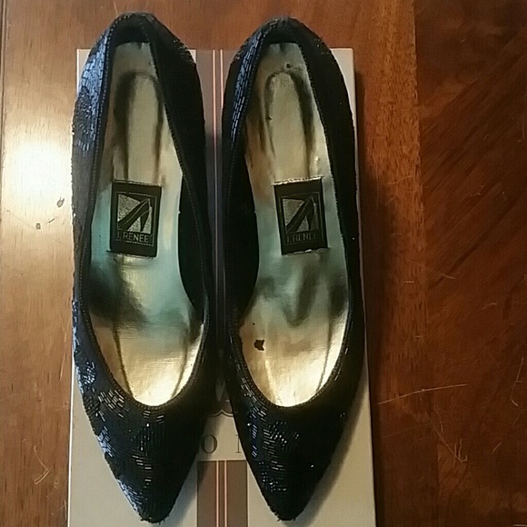Vintage black beaded heels from J. Renee - Picture 2 of 5