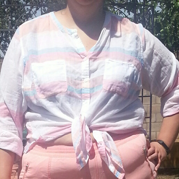 Lane Bryant button down striped shirt - Picture 2 of 4