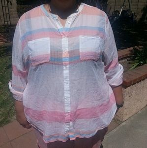 Lane Bryant button down striped shirt