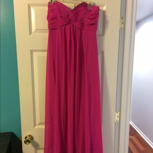 Strapless pink floor length dress