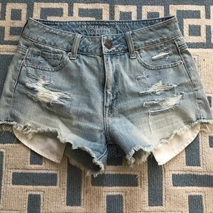 distressed high waisted jean shorts