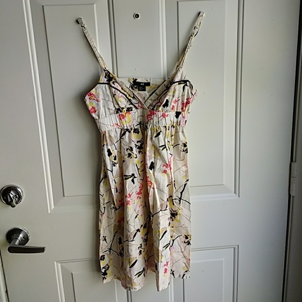 Adjustable spaghetti strap, floral print dress