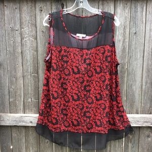 Roz & Ali red and black top