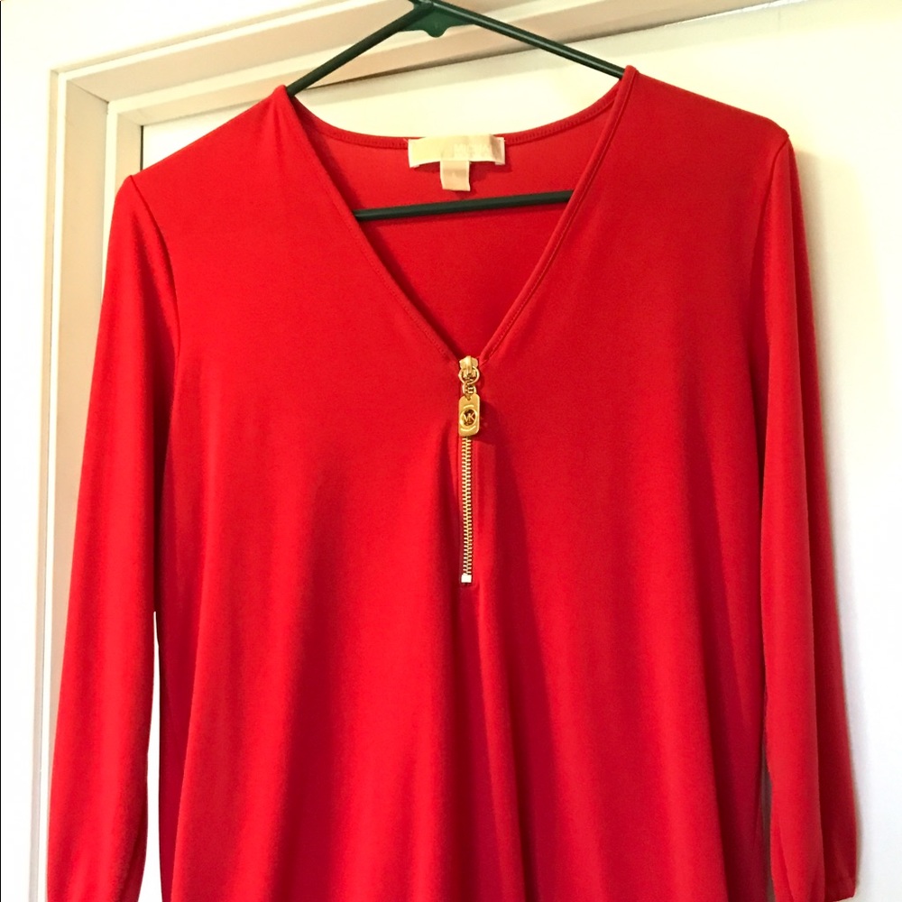 Michael Kors red dress shirt with zipper size S