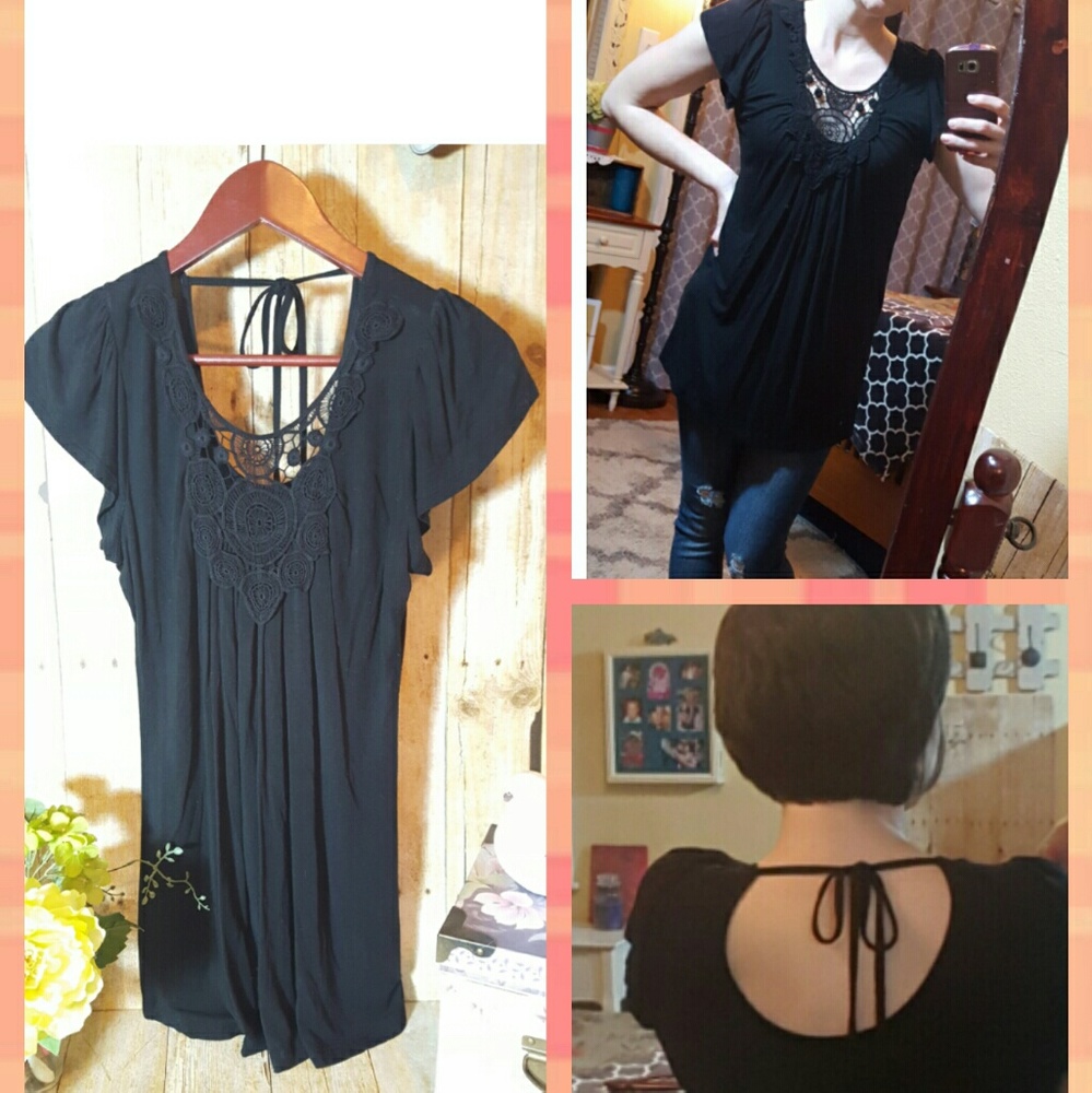 Black Crochet Detailed Top