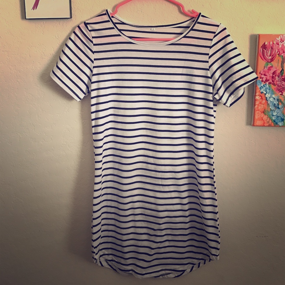 Sheinside.com black and white striped tshirt dress