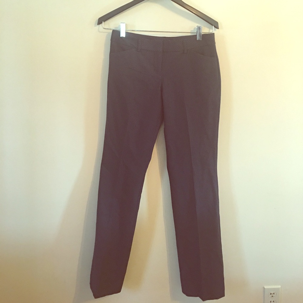 New Express blue black gray plaid editor pants