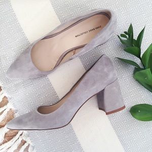 ZARA light grey block heels
