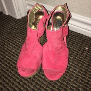 Pink Cork Carlos Wedges