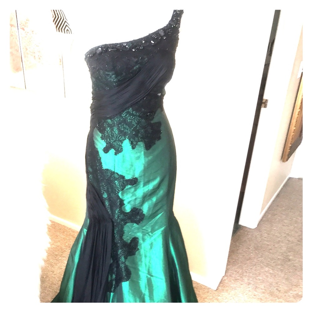 Size 6 Alberto Makali Formal Green Silk Stunner!