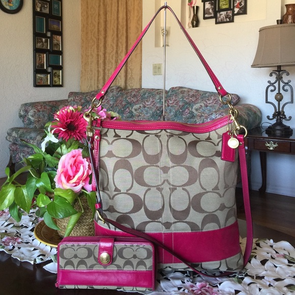 Coach Handbags - Coach signature stripe large crossbody with wallet