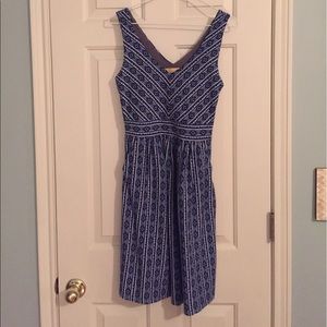 Anthropologie Maeve blue ikat empire waist dress