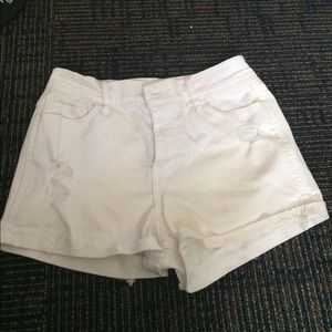 High Waisted White Jeans Shorts w25