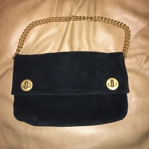 Marc by Marc Jacobs black suede with gold chain.