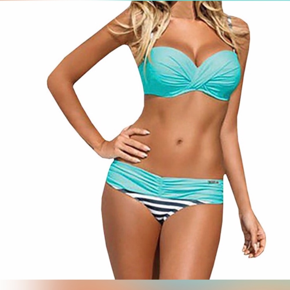 NWOT Teal bathing suit with stripes