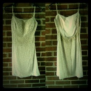 Vintage Cache White Beaded 80s Mini Dress