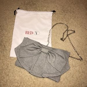 Red Valentino grey bow crossbody clutch bag