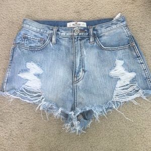 light washed hollister ripped shorts