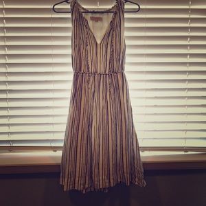 Ann Taylor Loft Navy striped linen dress