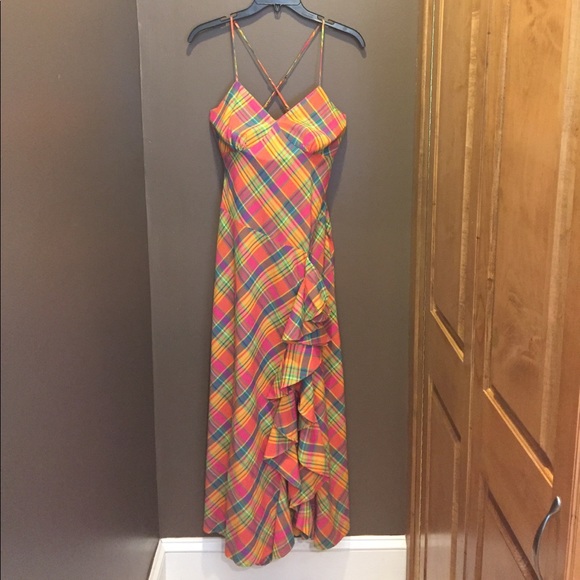 Ralph Lauren Asymmetrical Madras Sundress - Picture 1 of 8