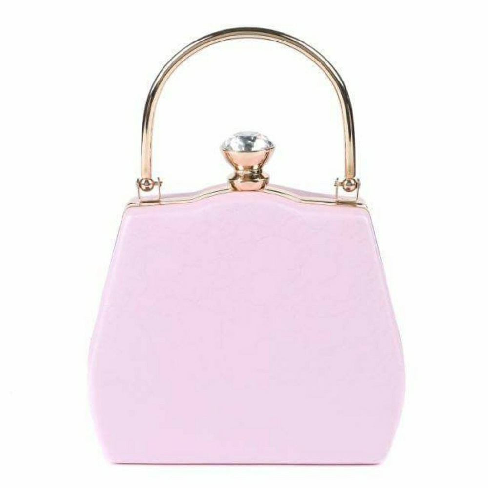 Diamond Clasp Baby Pink Lace Mini Purse
