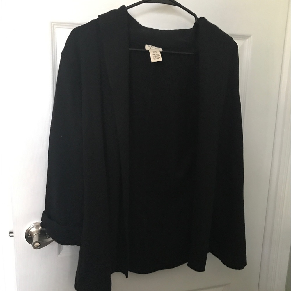 NWOT: Andrea Jovine Black Sweatshirt Cardigan Medi