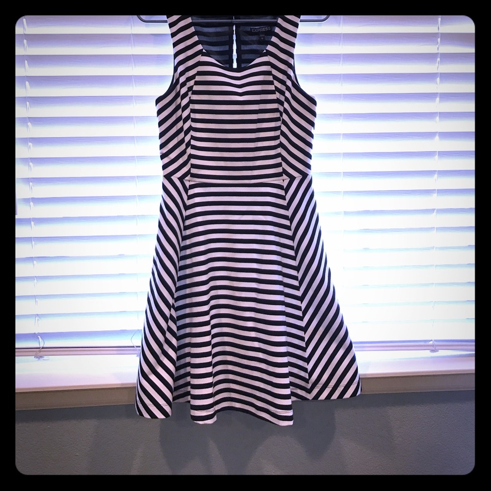 Black and white striped Express Dress