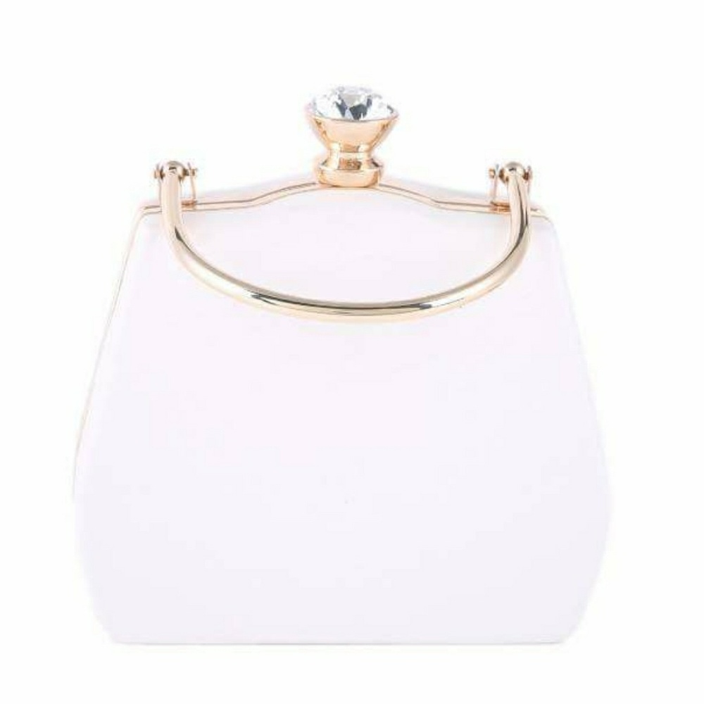 Diamond Clasp White Lace Mini Purse. Mini Bag