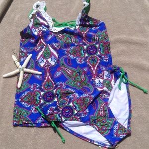 Blue Paisley Tankini Swim Set