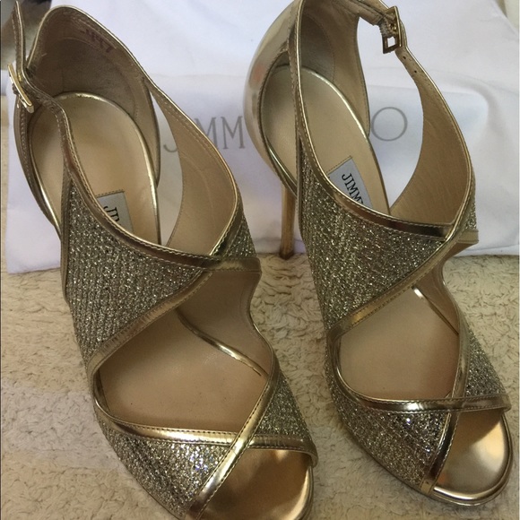 Jimmy choo new gold glitter Leonora authentic sz36 - Picture 2 of 7