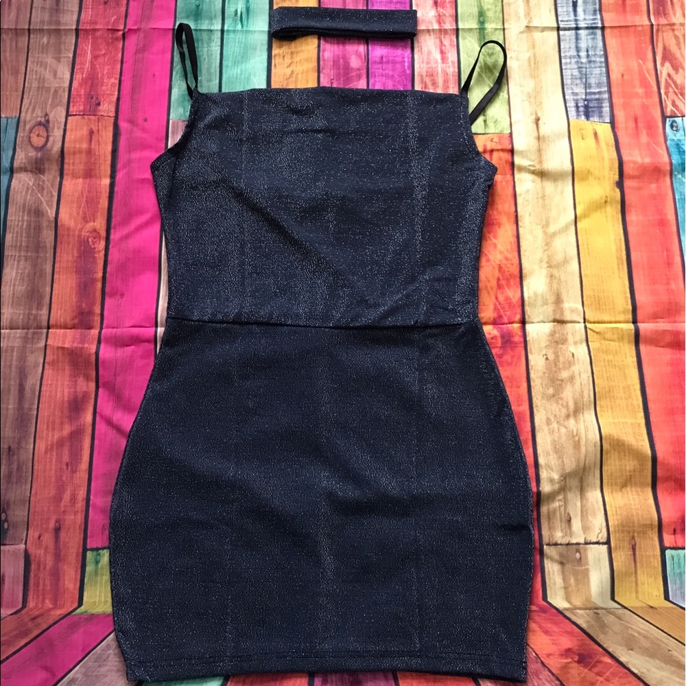 Shimmer Black Sexy Party Dress Size M XL - Picture 2 of 2