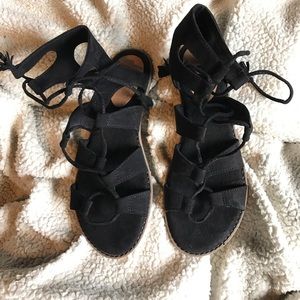 Black Tie Up Sandals