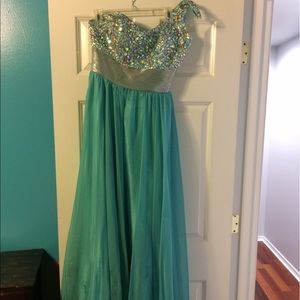 Floor length beautiful teal gown