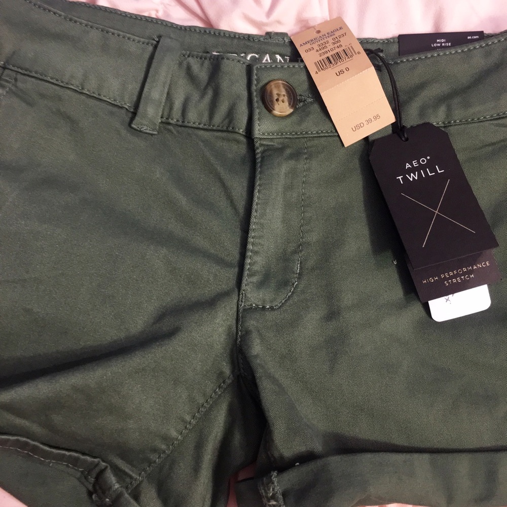 NWT American Eagle Twill Midi Shorts