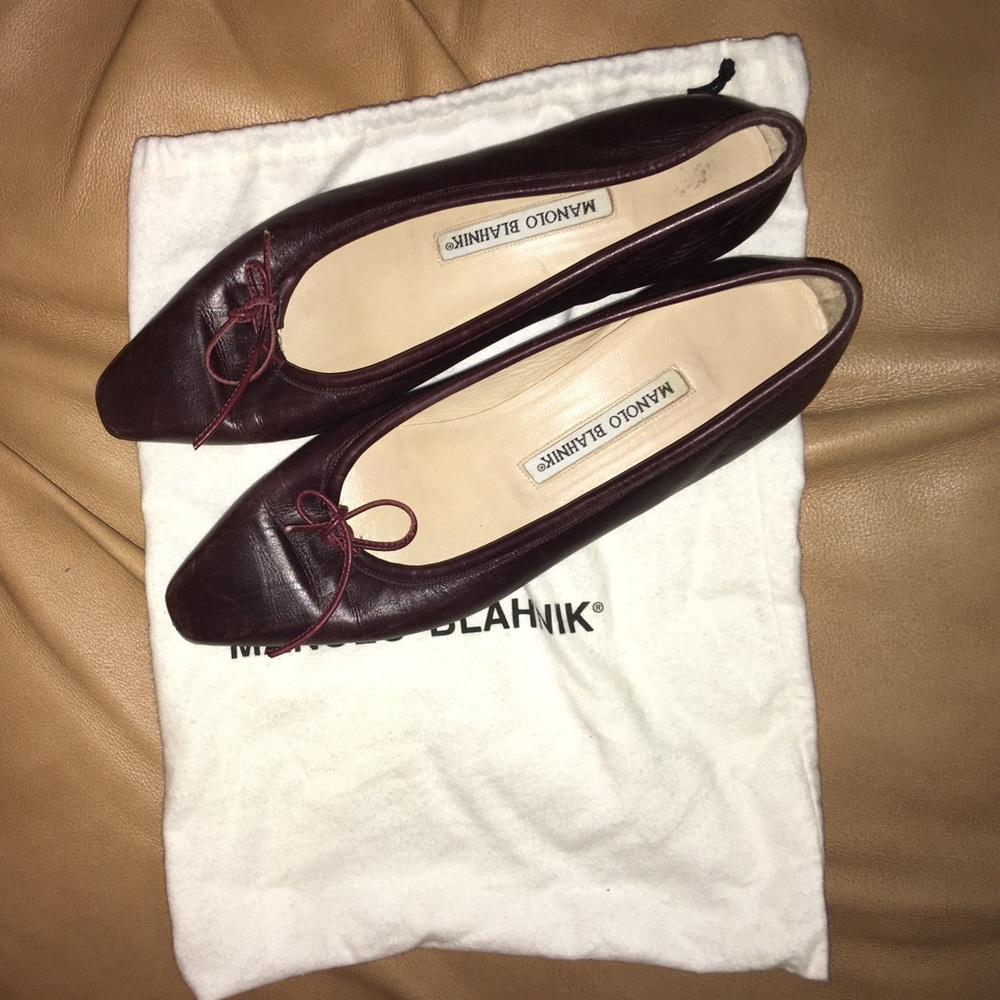 Manolo Blahnik soft leather flats. Used. No box.