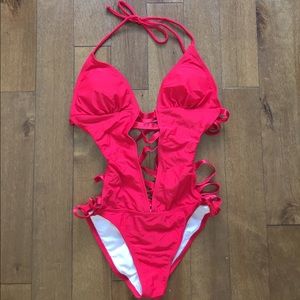 Red Strappy Monokini