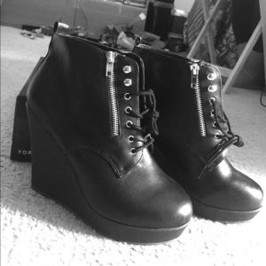 Lace up platform wedges.