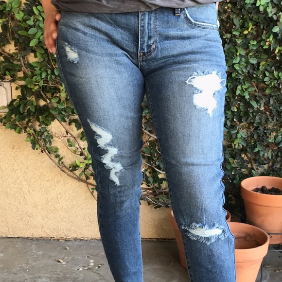 Distressed U-Hem Jeans - Picture 2 of 5