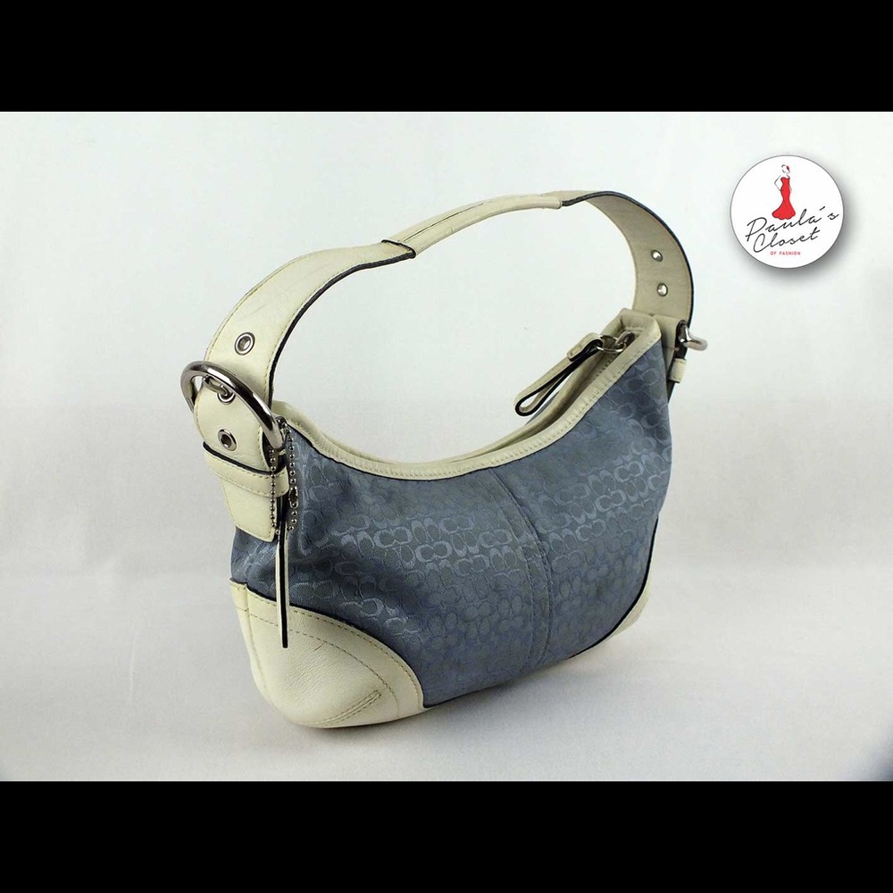 Sale❤️Coach small Hobo Handbag White and Blue