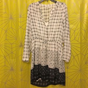 Long sleeve printed dress by Daniel Rainn