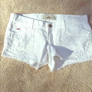Hollister white denim shorts