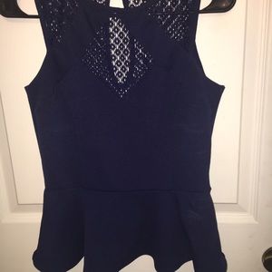 Navy Peplum Top
