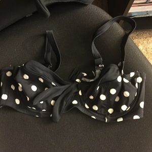 Black polka dot bathing suit top