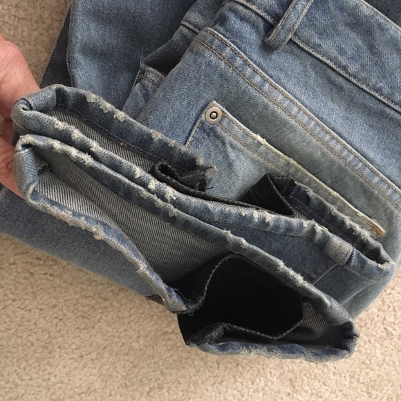 Alice + OliviaFlare Jeans w/Leather Pleat Detail - Picture 3 of 5