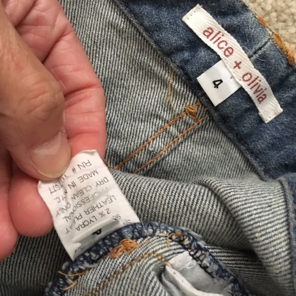 Alice + OliviaFlare Jeans w/Leather Pleat Detail - Picture 5 of 5