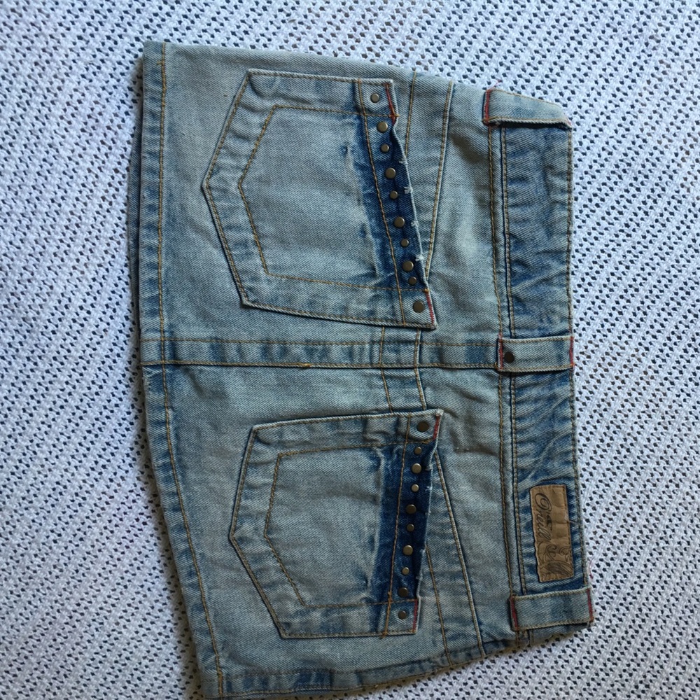 denim mini skirt